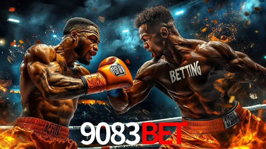 Dois boxeadores em uma luta intensa e explosiva, representando a adrenalina e as oportunidades de apostas em esportes de combate disponíveis na plataforma 9083bet.
